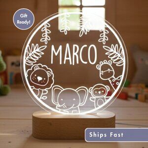 Custom Baby Animals LED Lamp | Adorable Nursery Night Light for Toddlers